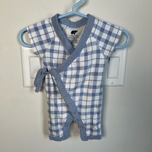 Preemie Purple and White Checkered Baby Romper Monica + Andy